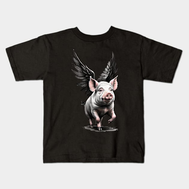 If Pigs could Fly Kids T-Shirt by Forgotten Times